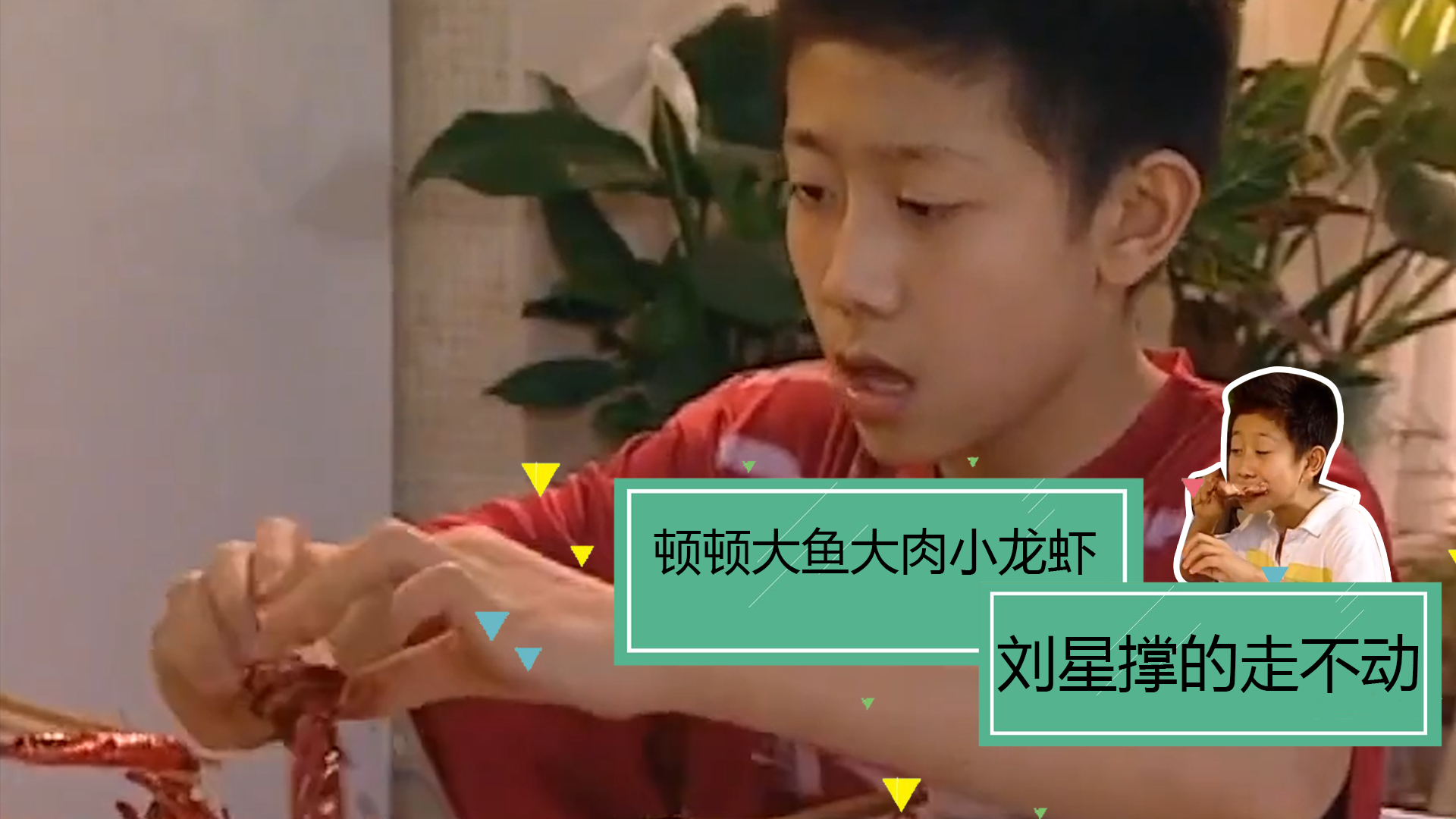 《家有儿女》顿顿大鱼大肉!一大盘小龙虾,刘星撑的都走不动!